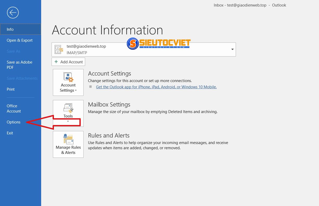 Backup Mail Microsoft Outlook app