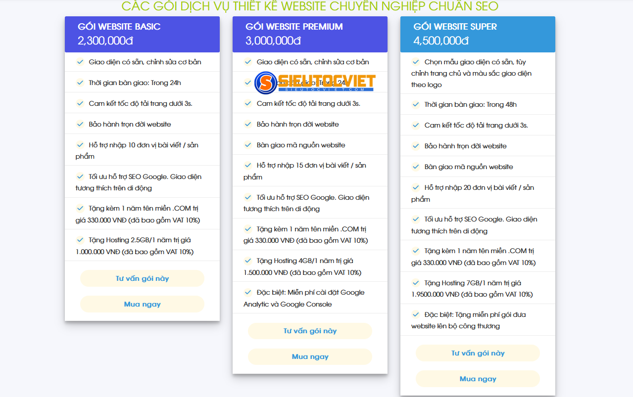 Dịch vụ chính hãng làm Website