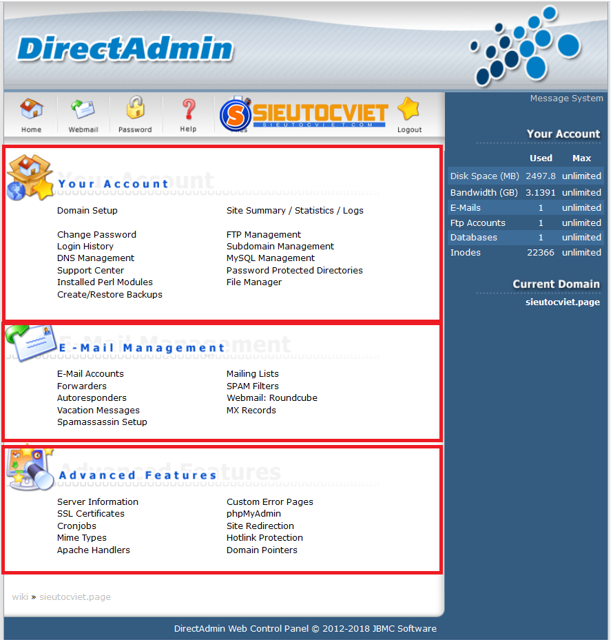 Hosting directadmin