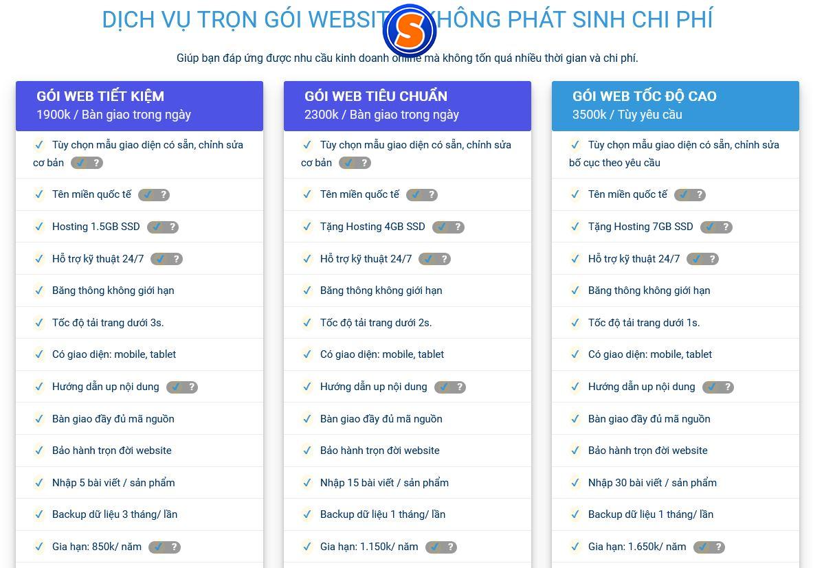 Báo giá thiết kế website 