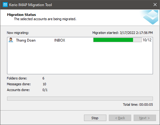 Kiểm tra danh sách mailbox, chọn Select All và bấm Migrate để bắt đầu chuyển dữ liệu.