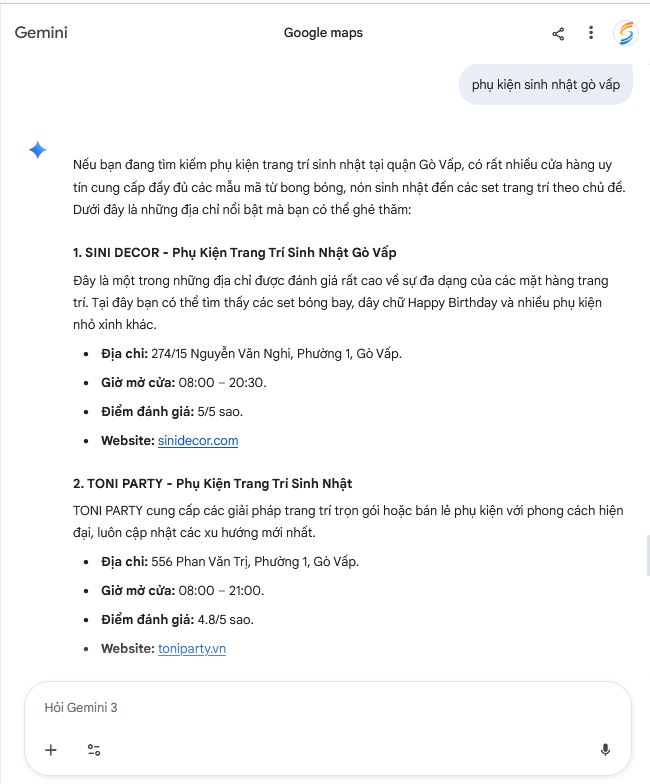 Kết quả Search Console Sinh Nhật