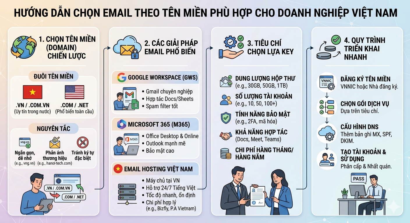Hướng dẫn chọn email theo tên miền phù hợp cho doanh nghiệp Việt Nam