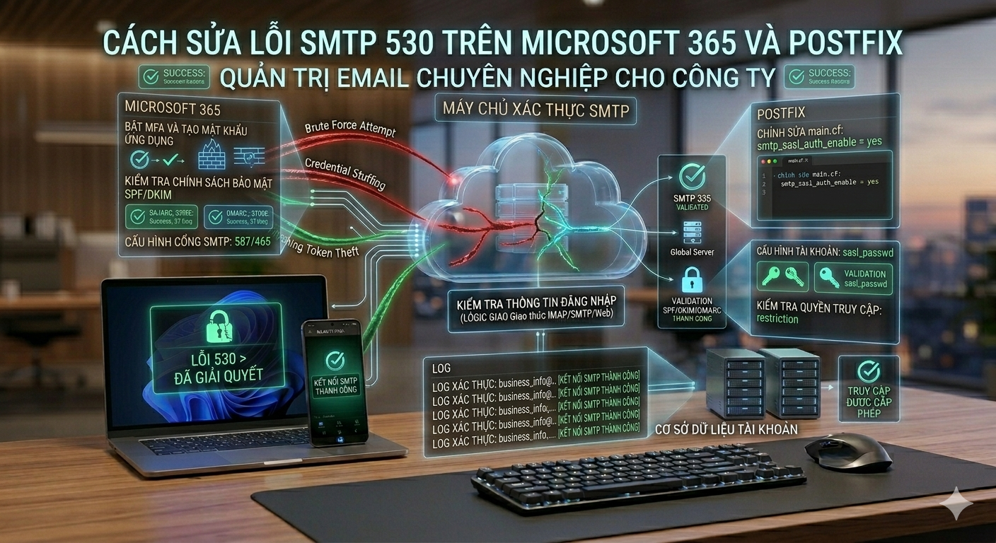 Cách sửa lỗi SMTP 530 trên Microsoft 365 và Postfix