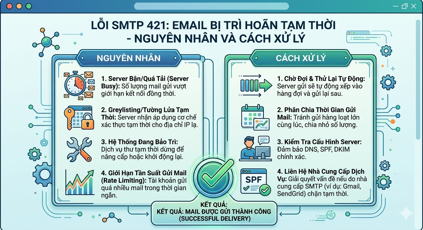Lỗi SMTP 421 Email bị tr&igrave; ho&atilde;n tạm thời nguy&ecirc;n nh&acirc;n v&agrave; c&aacute;ch xử l&yacute;