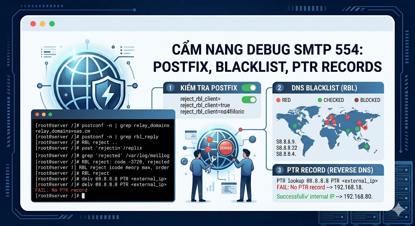 Nguy&ecirc;n nh&acirc;n lỗi SMTP 554 blacklist spam DNS open relay Email ch&iacute;nh h&atilde;ng