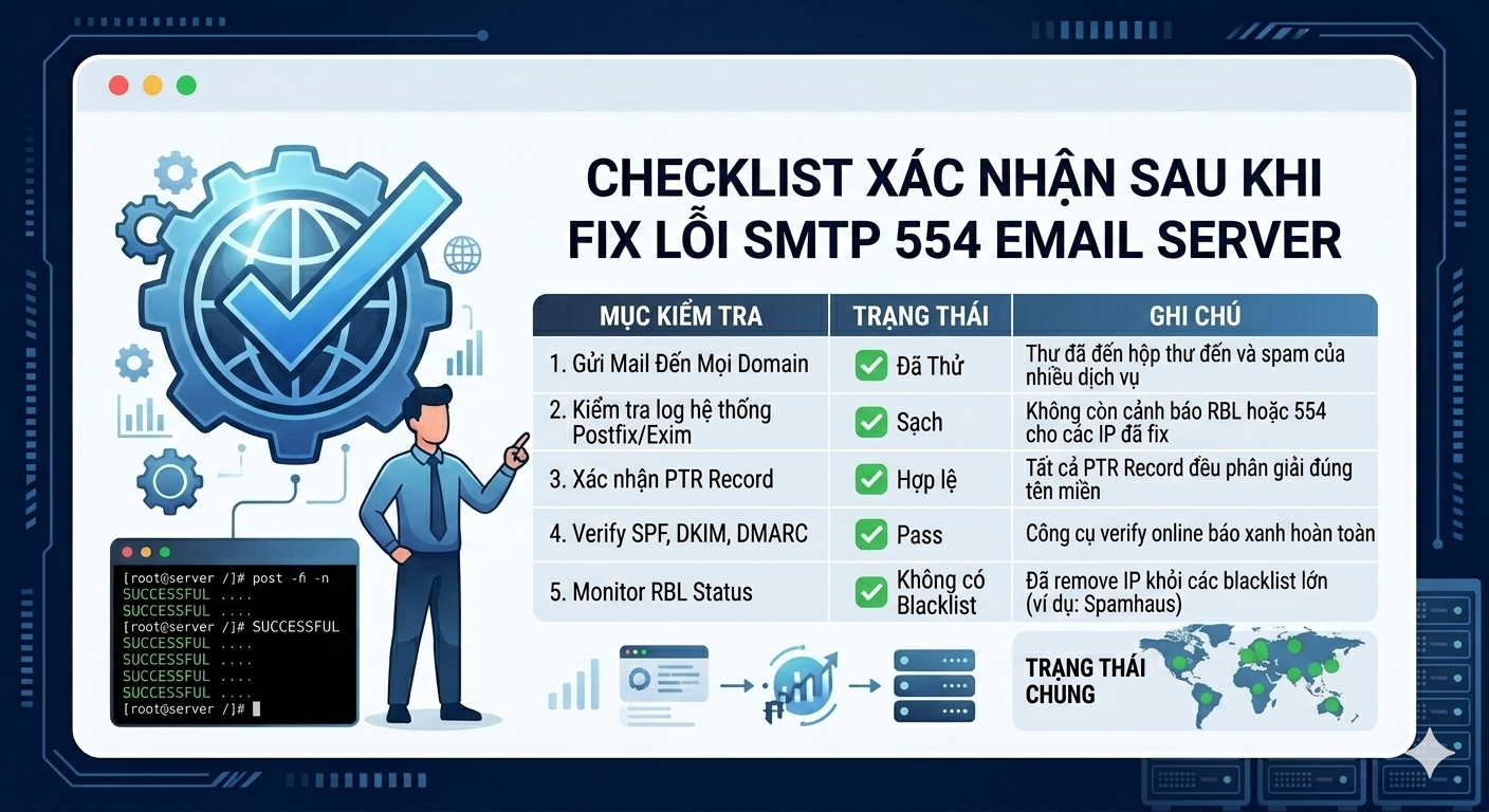 C&aacute;ch khắc phục lỗi SMTP 554 blacklist PTR record open relay SPF DKIM