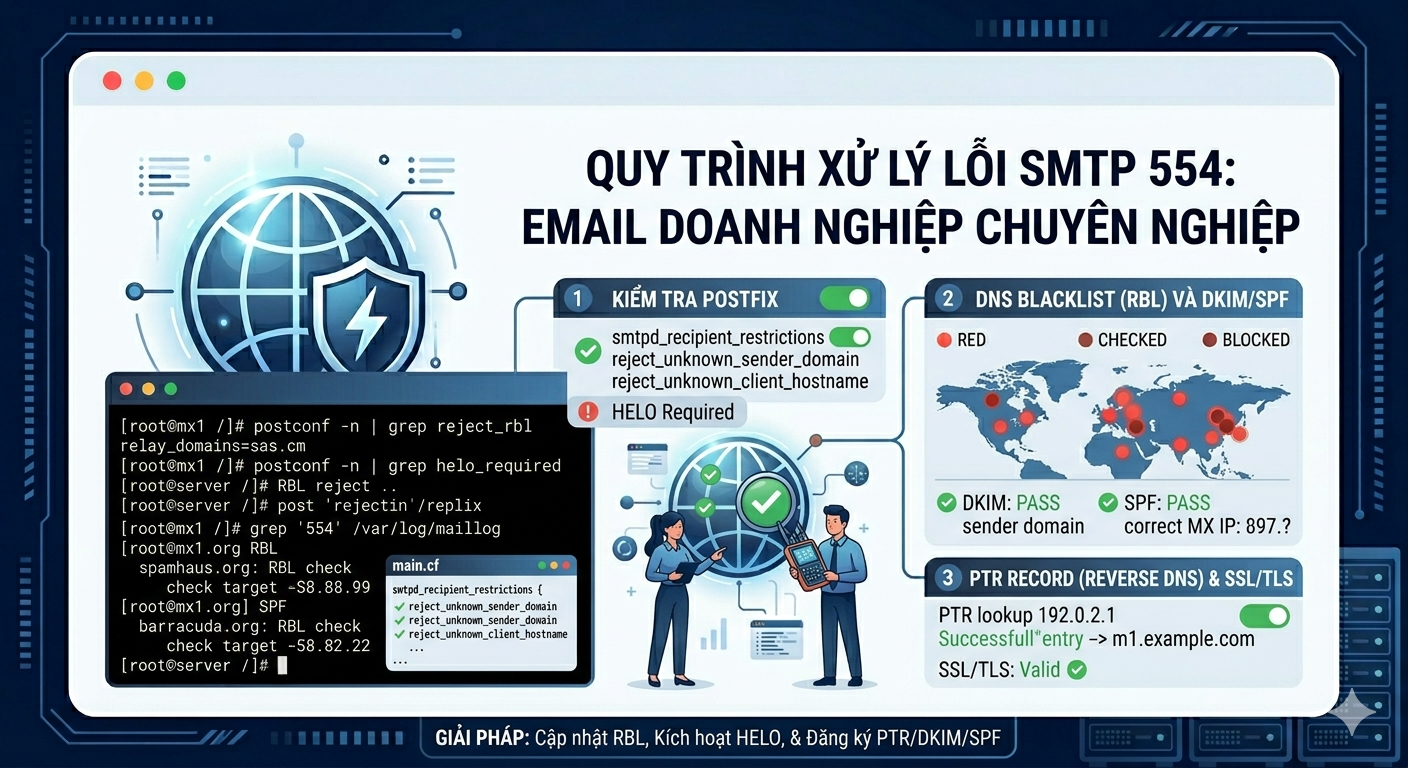 Xử l&yacute; lỗi SMTP 554 Email doanh nghiệp chuy&ecirc;n nghiệp