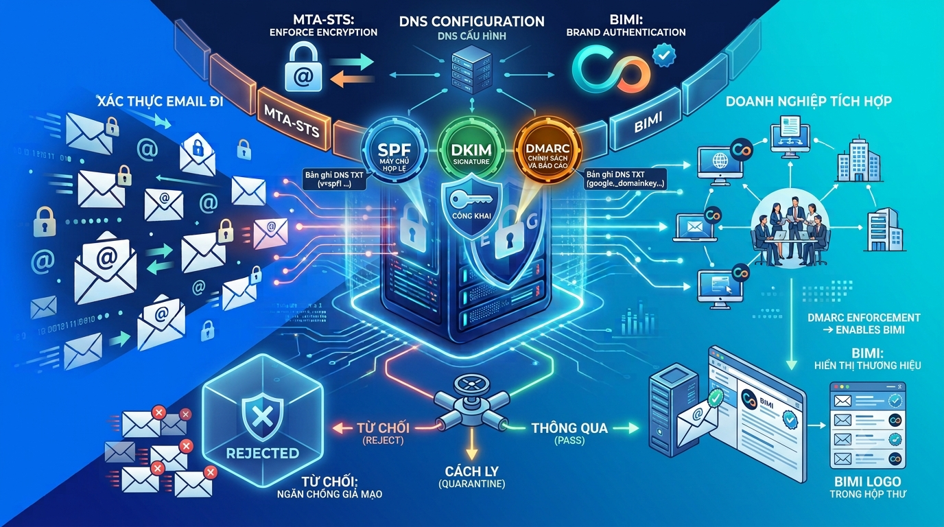 chống giả mạo Email SPF DKIM DMARC cấu h&igrave;nh DNS bảo mật Email gi&aacute; rẻ